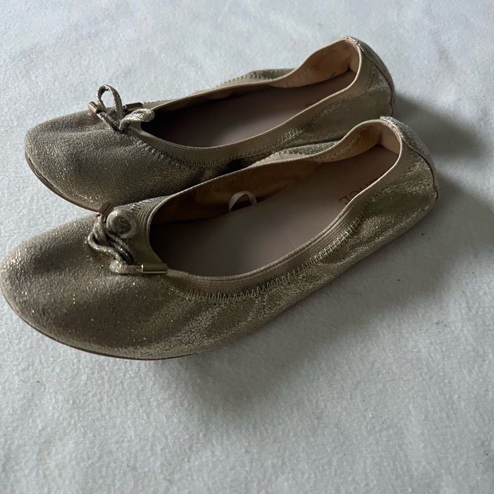 Place Gold Comfort Flats with Bow Detail